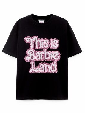 ZARA x Barbie “This Is Barbie Land” Sequin Graphic Tee | Size S | NWOT